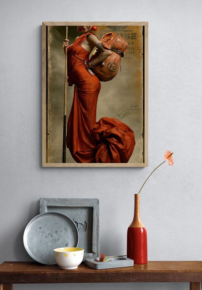 Vintage Pool Player Illustration Poster. — room view 3