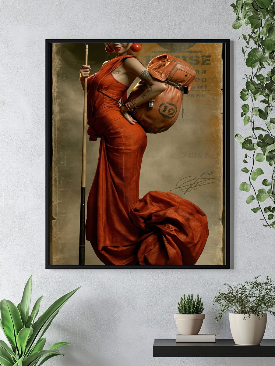 Vintage Pool Player Illustration Poster. — room view 4