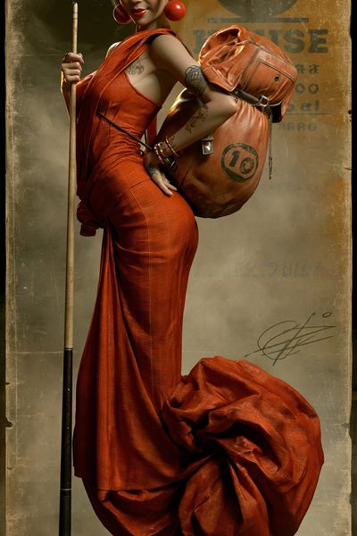 Vintage Pool Player Illustration Poster.