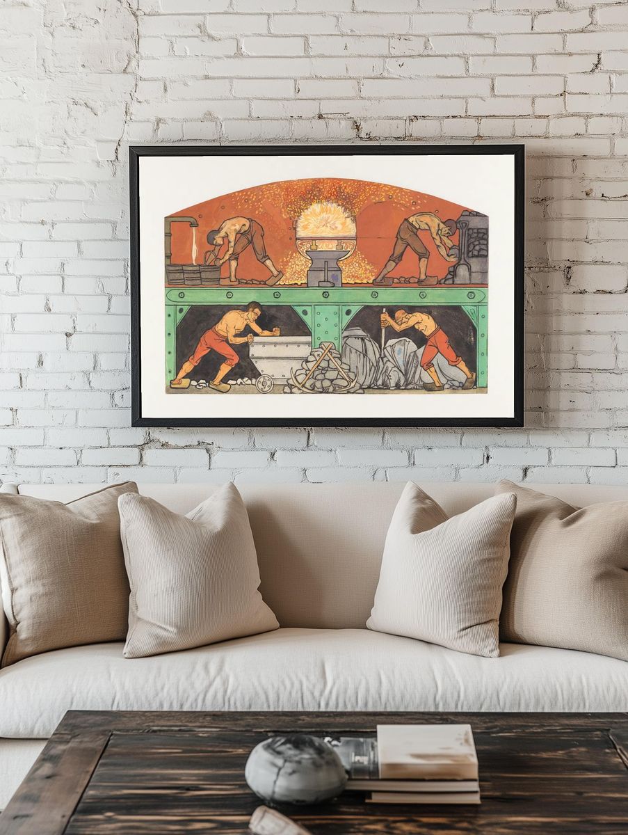 Industrial Workers Vintage Illustration Poster room preview