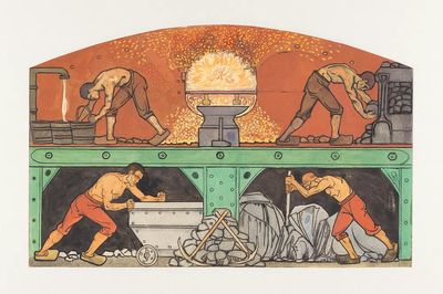 Industrial Workers Vintage Illustration Poster