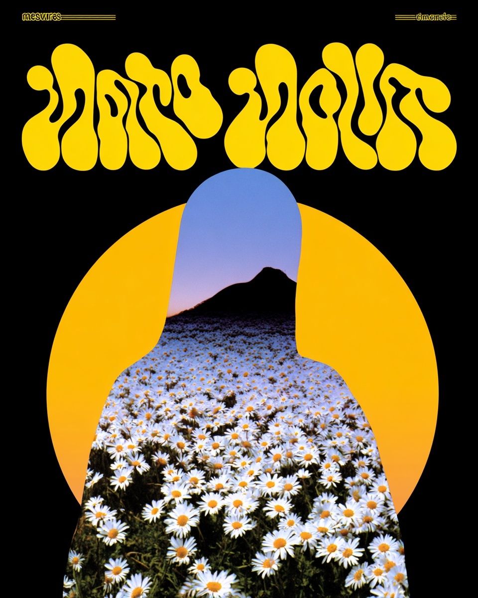Daisies Retro Collage Poster. poster — vintage art