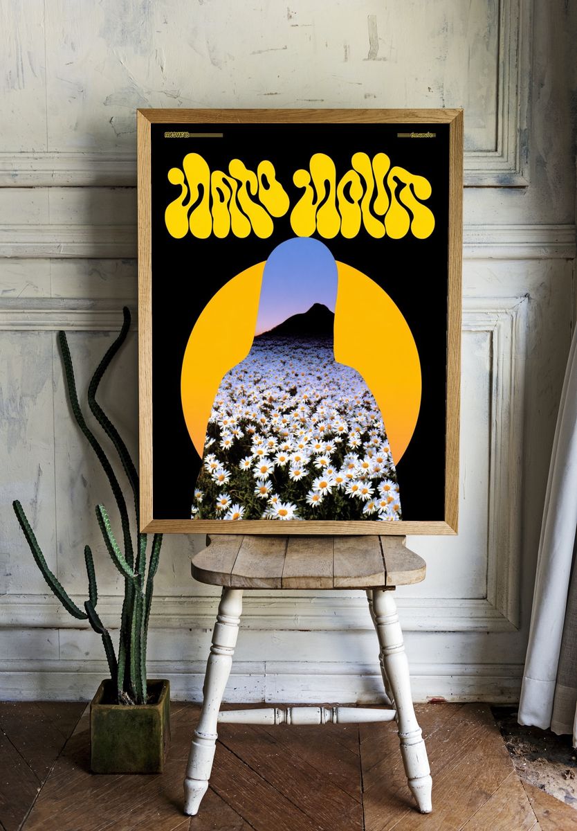 Daisies Retro Collage Poster. room preview