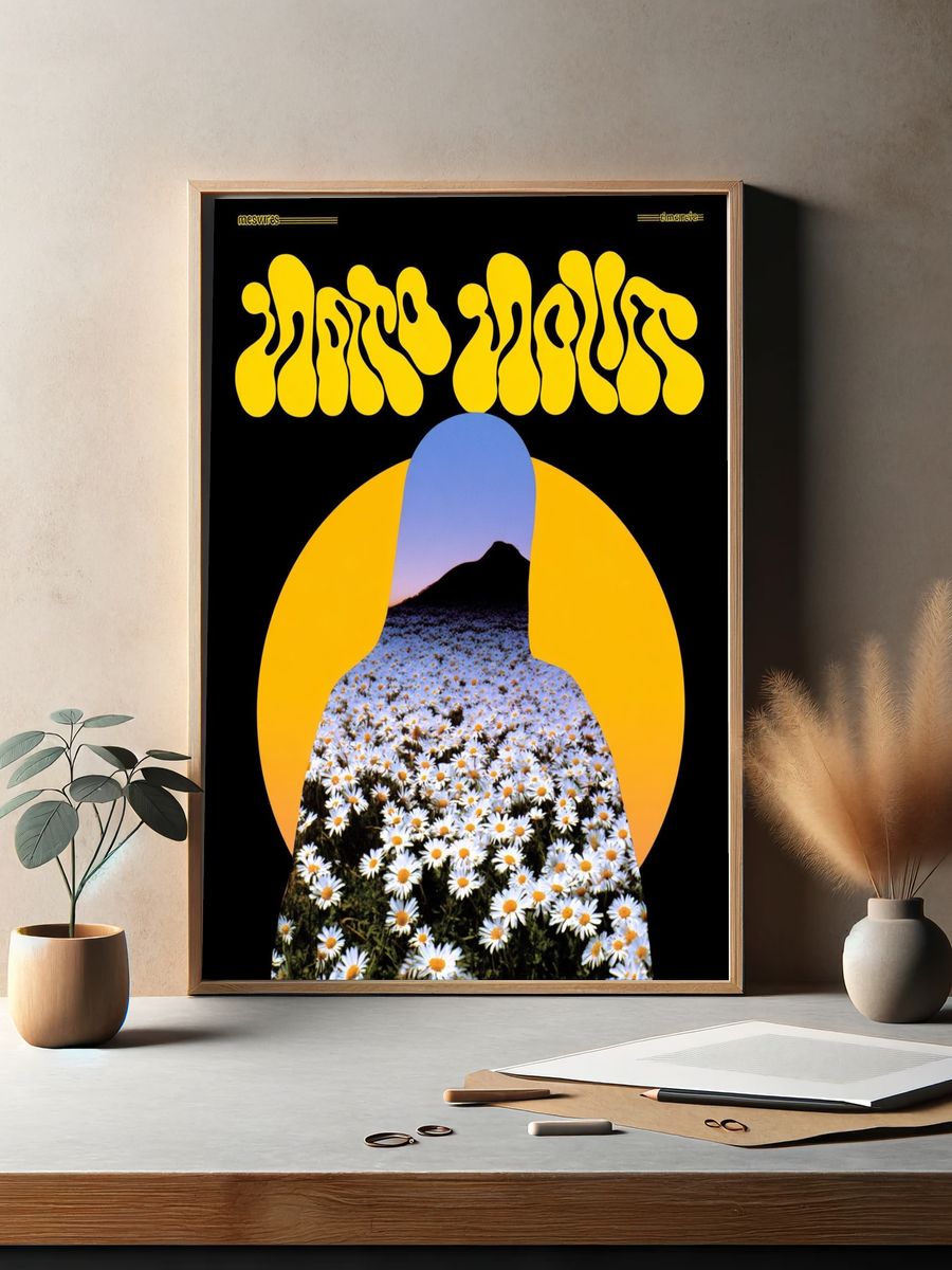 Daisies Retro Collage Poster. — room view 2