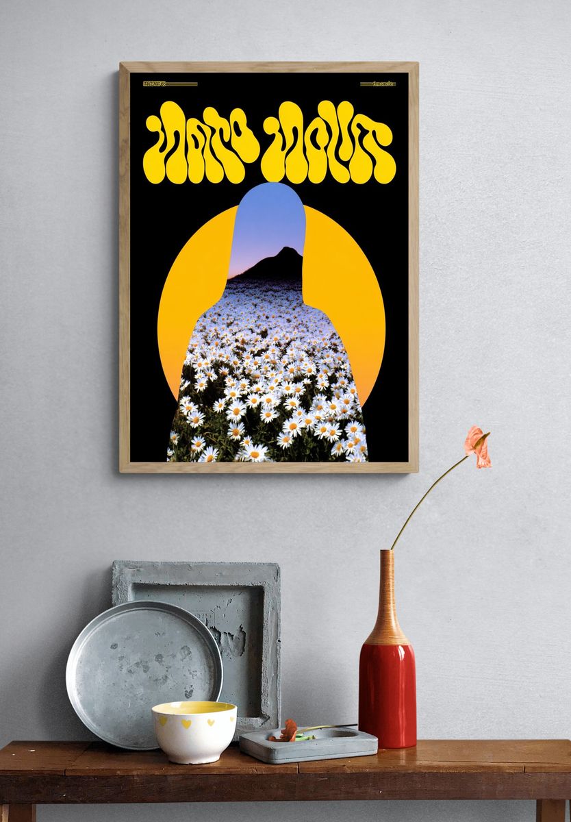 Daisies Retro Collage Poster. — room view 3