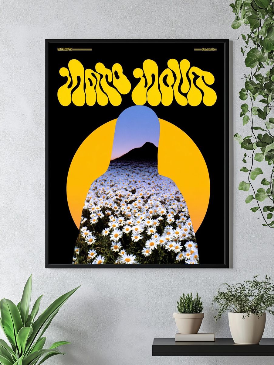 Daisies Retro Collage Poster. — room view 4