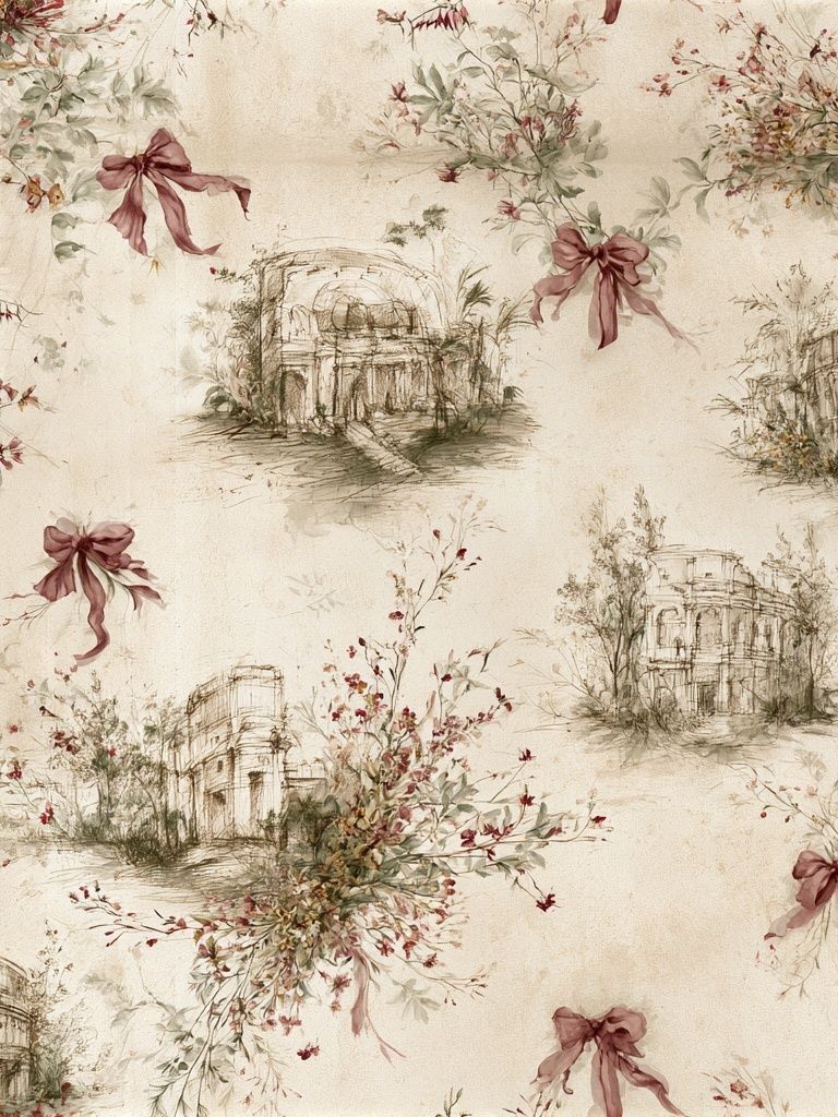 Vintage Floral Sketch Pattern Print. poster detail