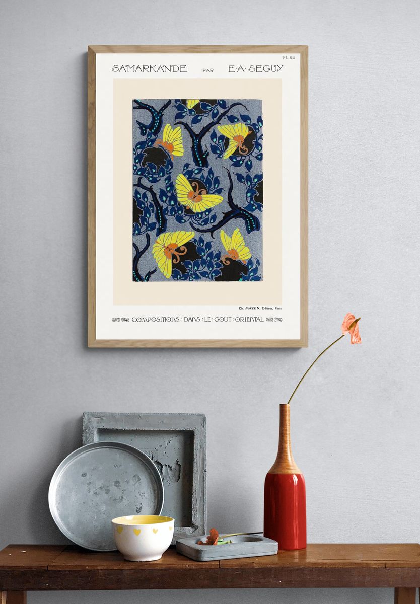 Butterfly pochoir pattern Art Nouveau. — room view 3