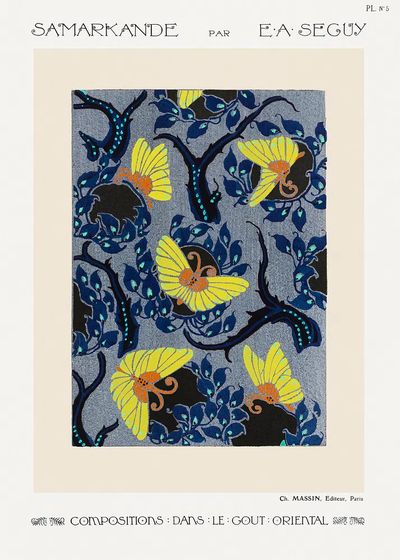 Butterfly pochoir pattern Art Nouveau