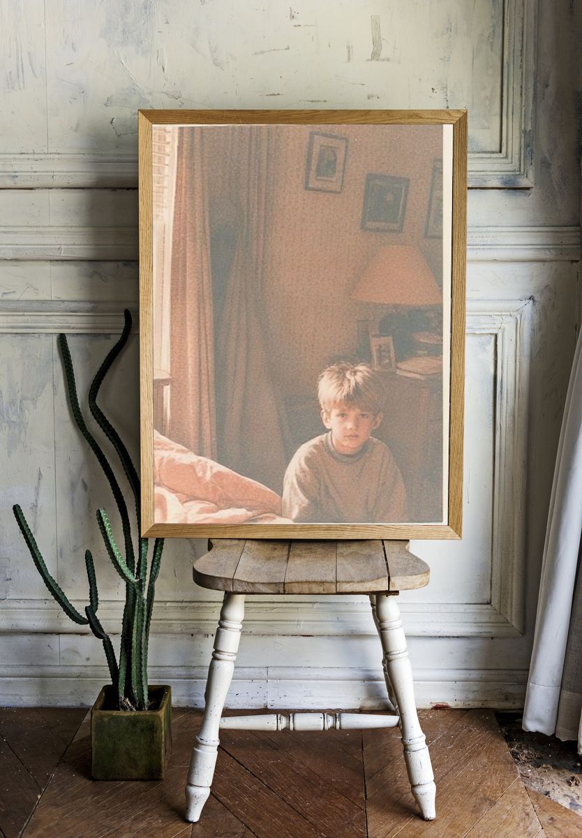 Vintage Bedroom Portrait Poster. room preview