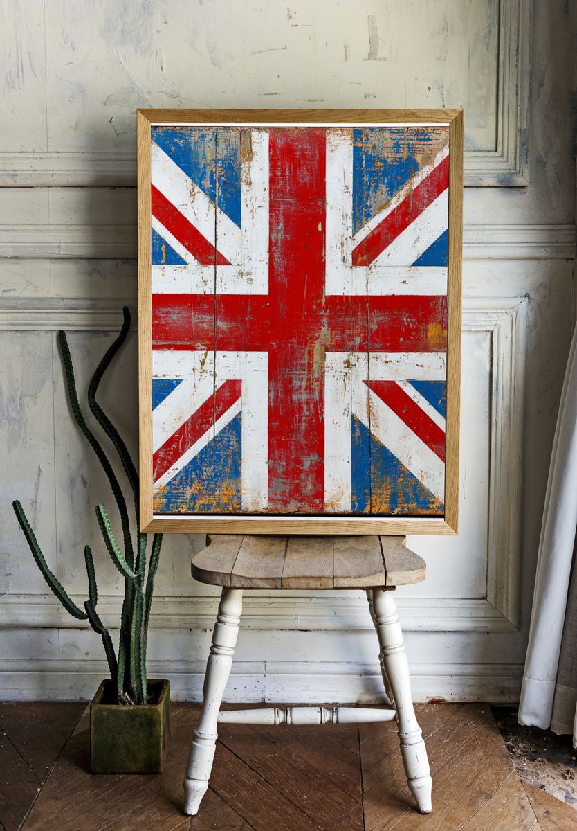Distressed Union Jack Vintage Poster. room preview
