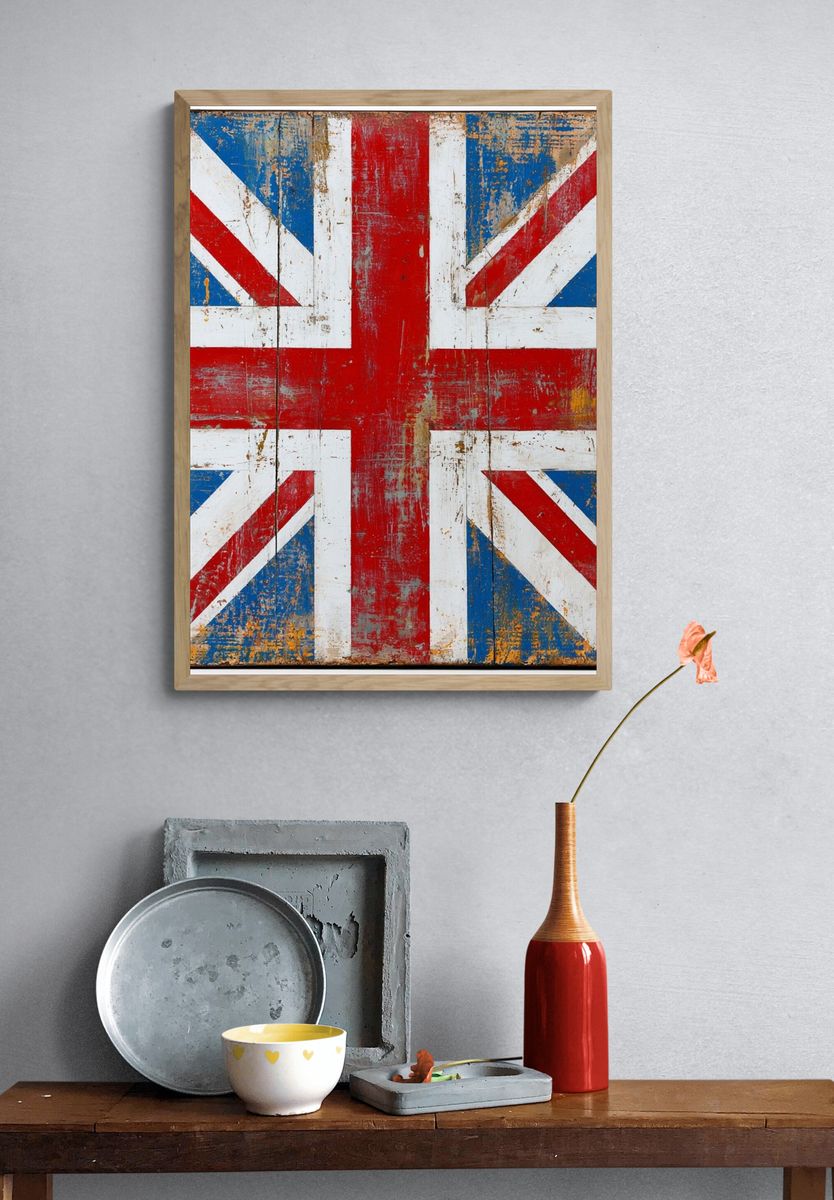 Distressed Union Jack Vintage Poster. — room view 3