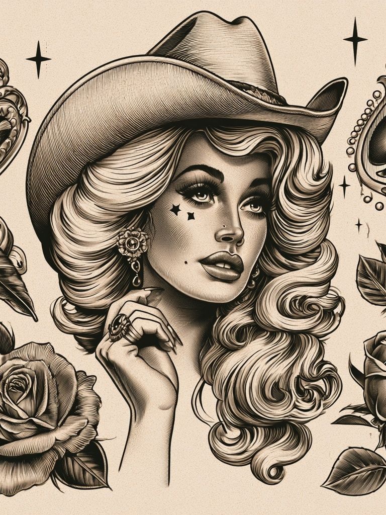 Cowgirl Pin-Up Vintage Poster. poster detail