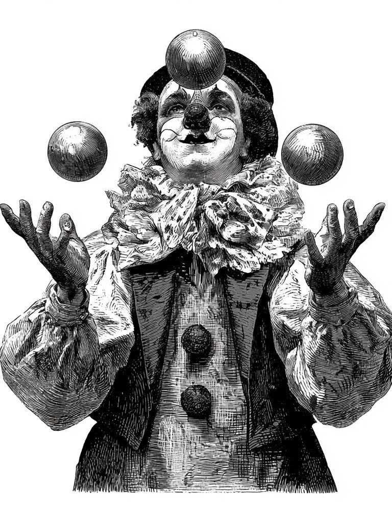 Vintage Clown Juggler Print. poster — vintage art