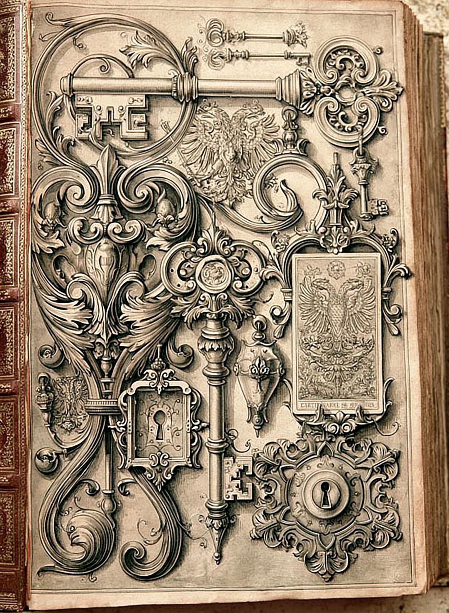 Ornate Antique Keys Vintage Print. poster detail