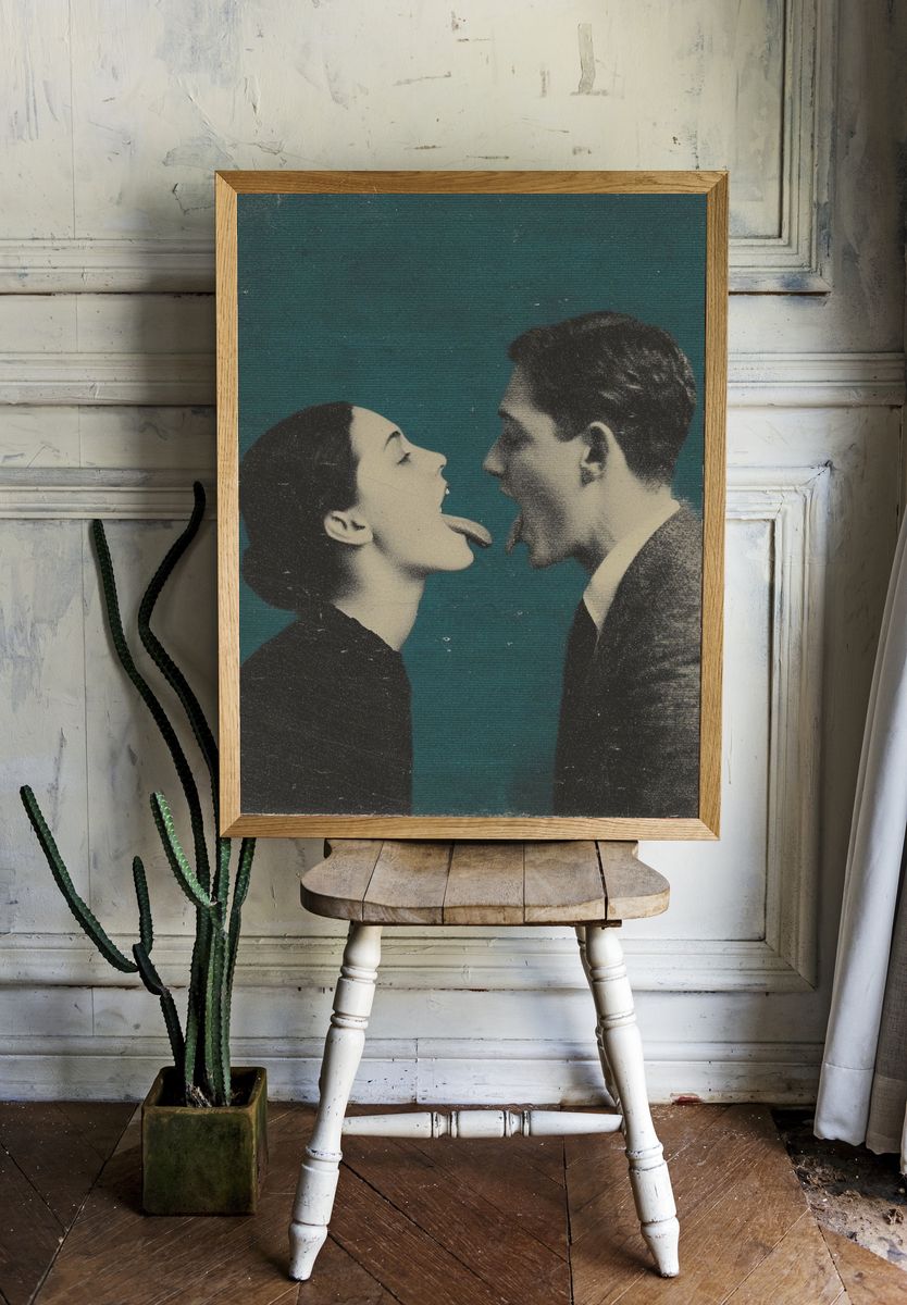 Vintage Tongue Kiss Poster. room preview