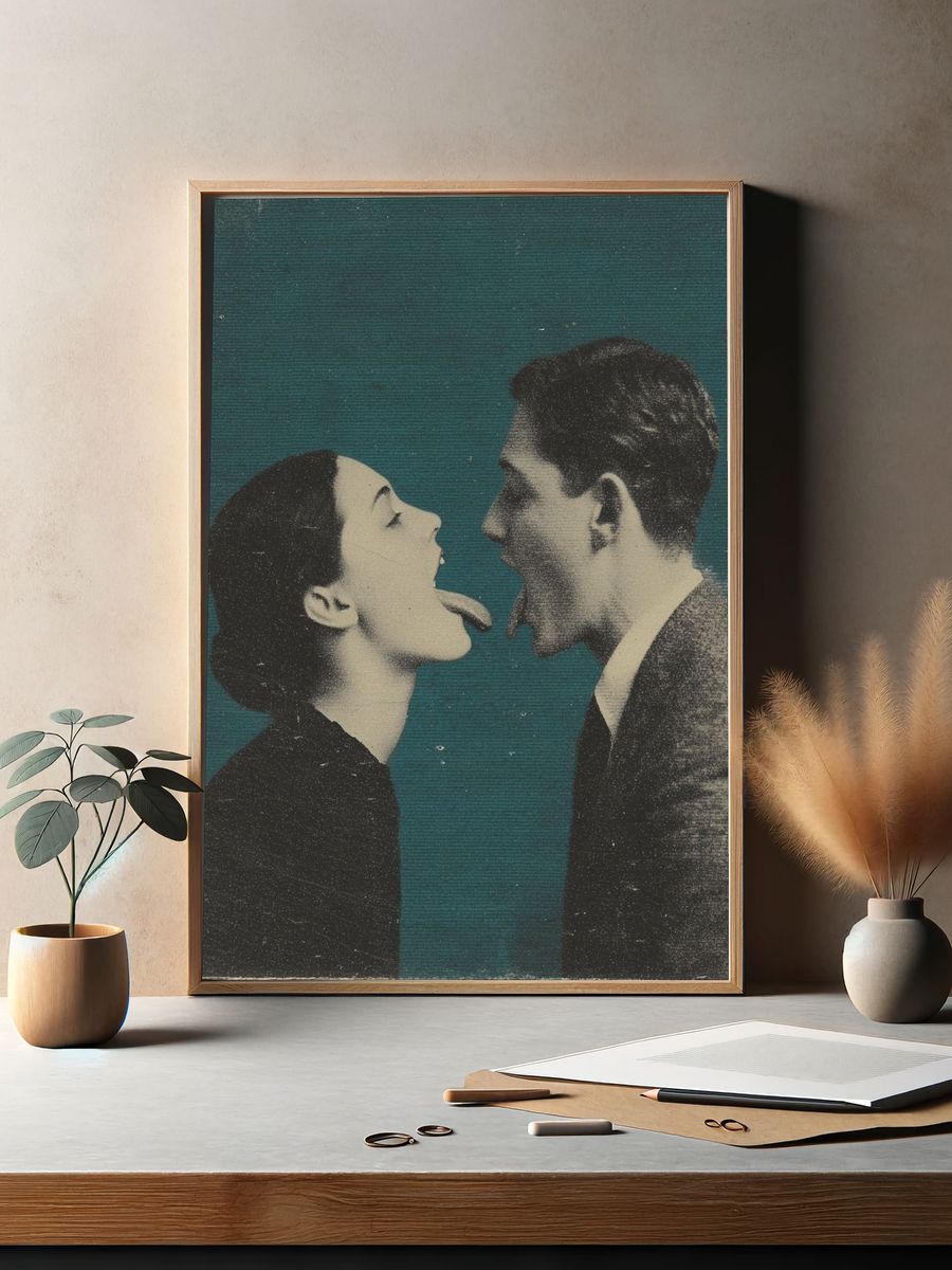 Vintage Tongue Kiss Poster. — room view 2