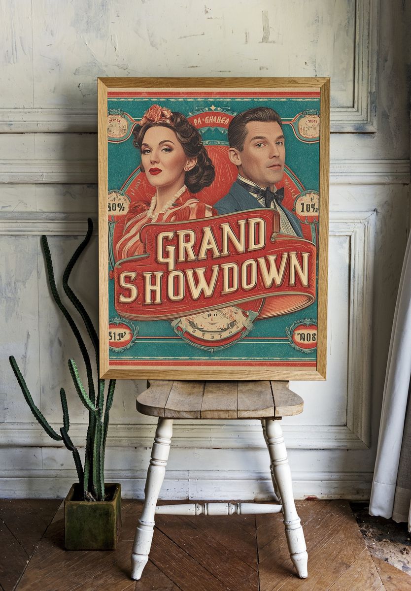 Grand Showdown Vintage Poster. room preview