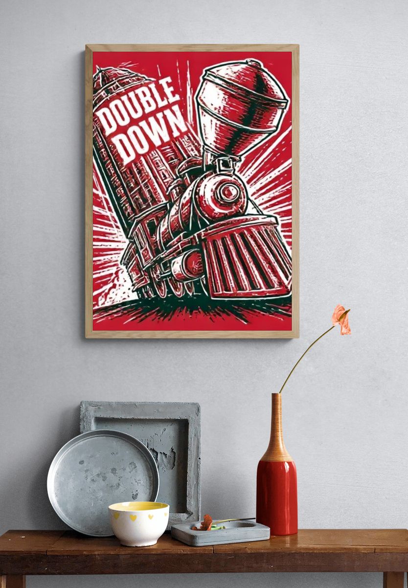 Double Down Train Retro Poster. — room view 3