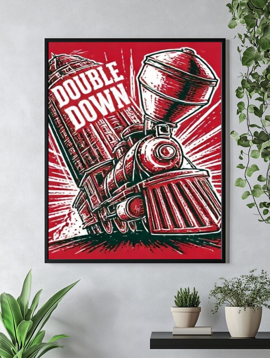 Double Down Train Retro Poster. — room view 4