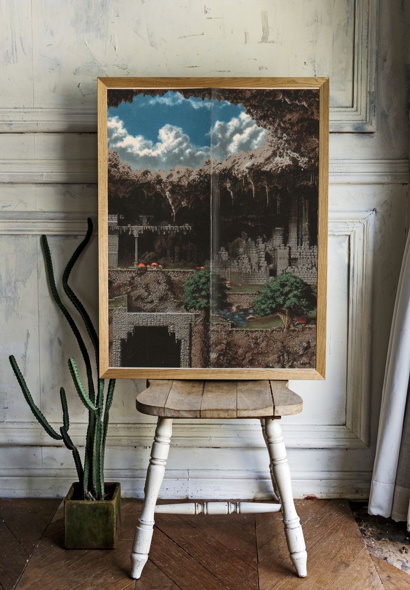 Fantasy Cave Ruins Vintage Print. — room view 1