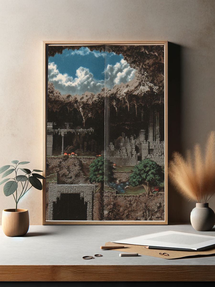 Fantasy Cave Ruins Vintage Print. — room view 2