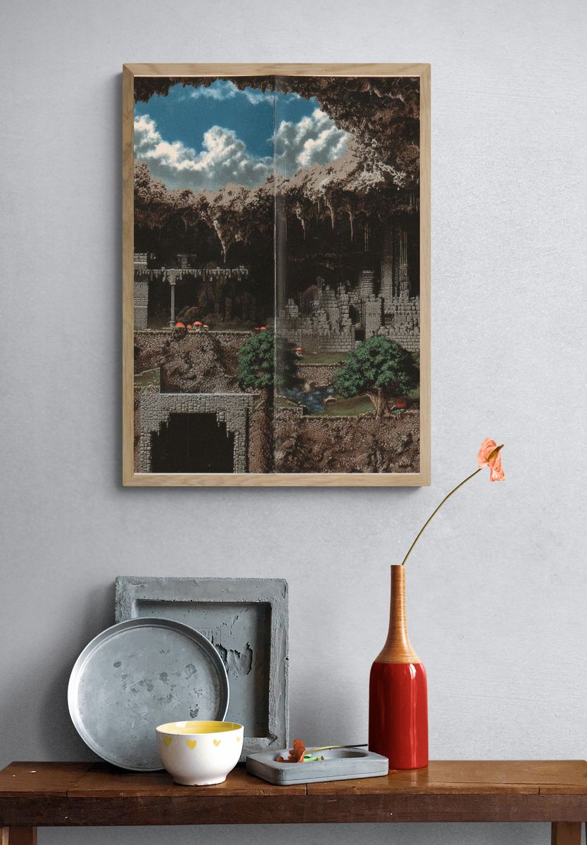 Fantasy Cave Ruins Vintage Print. — room view 3