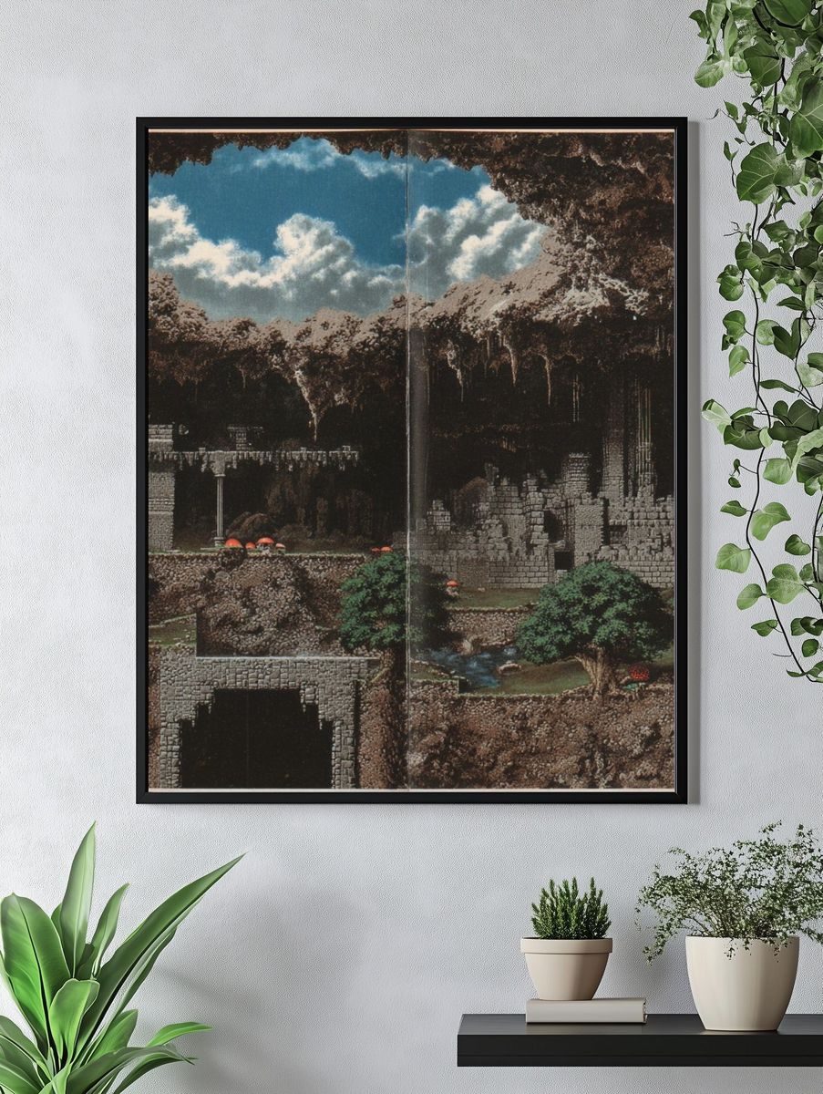 Fantasy Cave Ruins Vintage Print. — room view 4