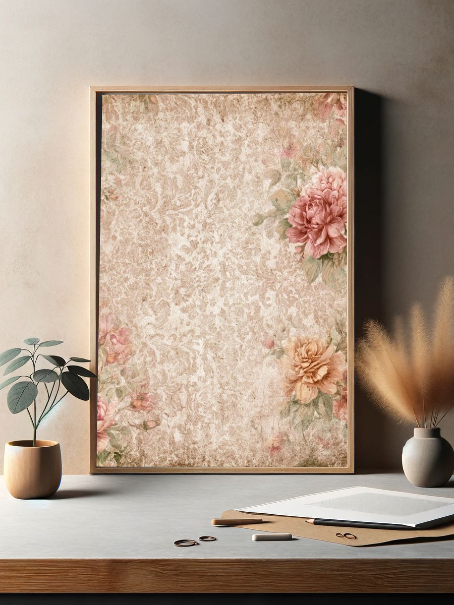 Vintage Floral Damask Poster. — room view 2