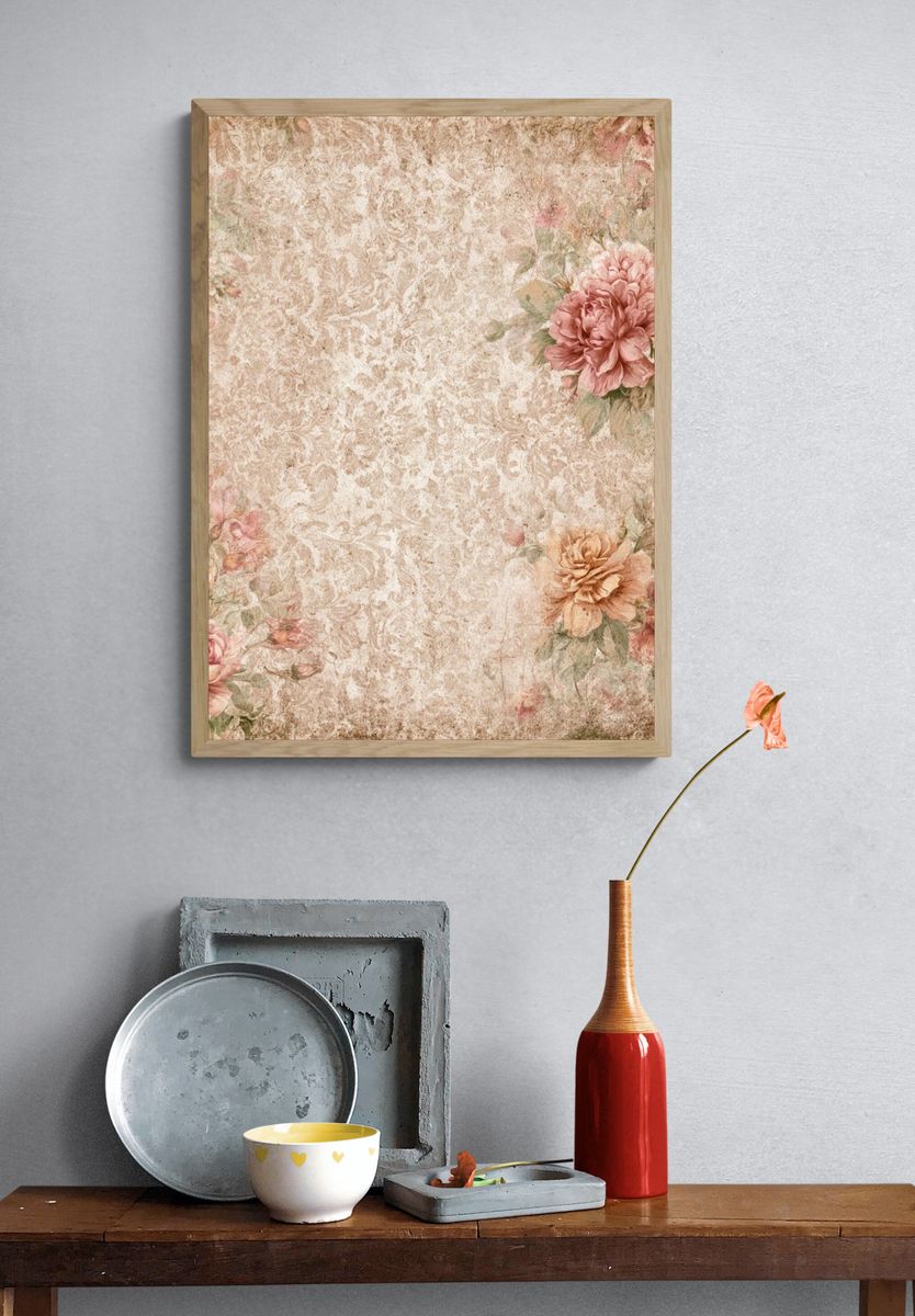 Vintage Floral Damask Poster. — room view 3