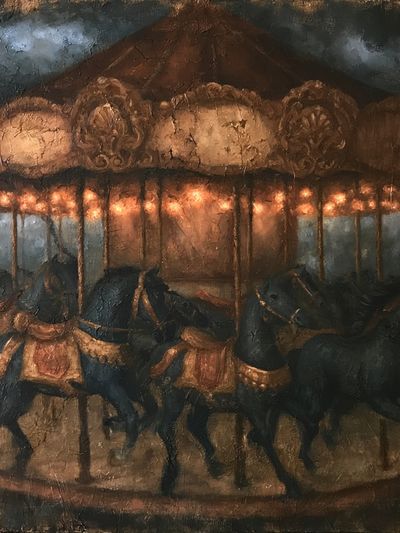 Vintage Carousel at Night Poster.