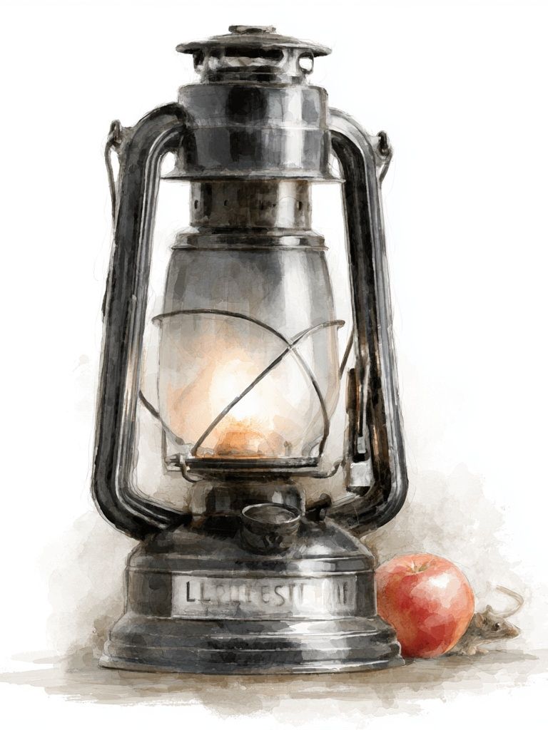 Vintage Lantern Still Life Print. poster — vintage art