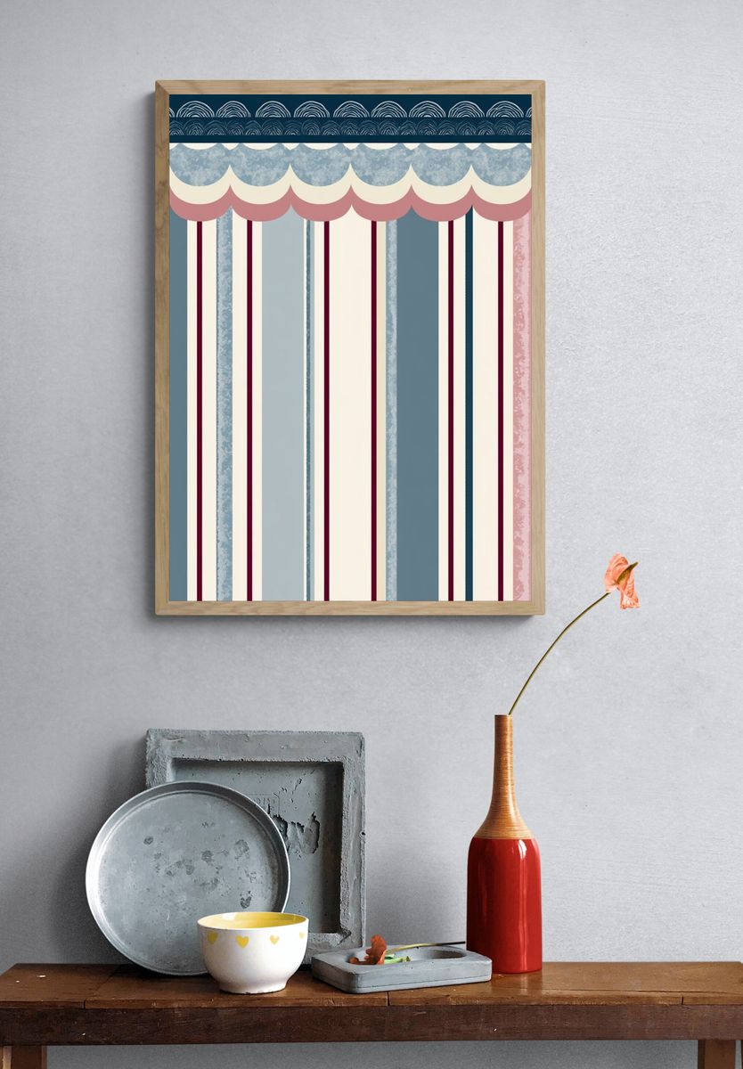 Scalloped Stripes Vintage Poster. — room view 3
