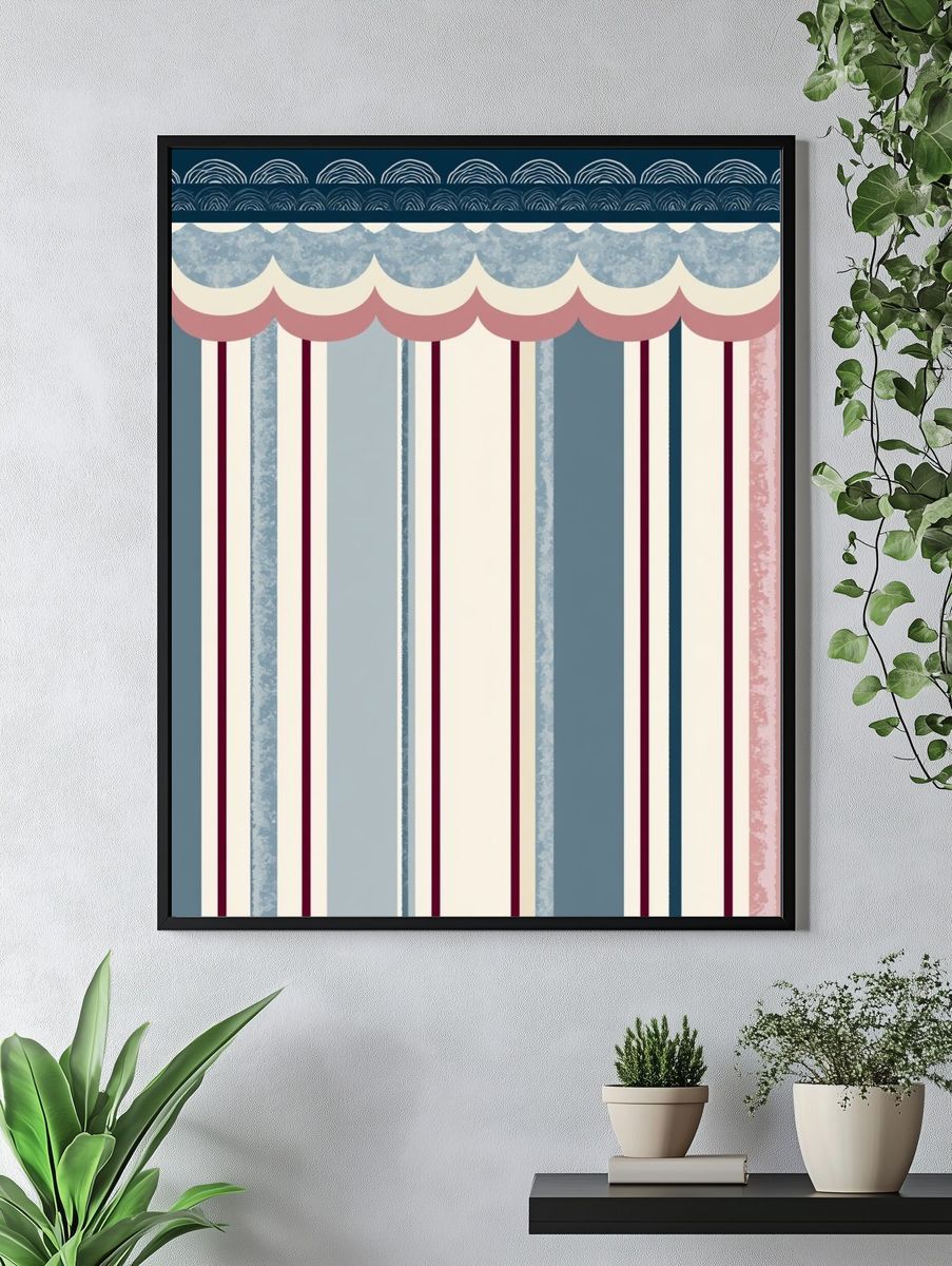 Scalloped Stripes Vintage Poster. — room view 4