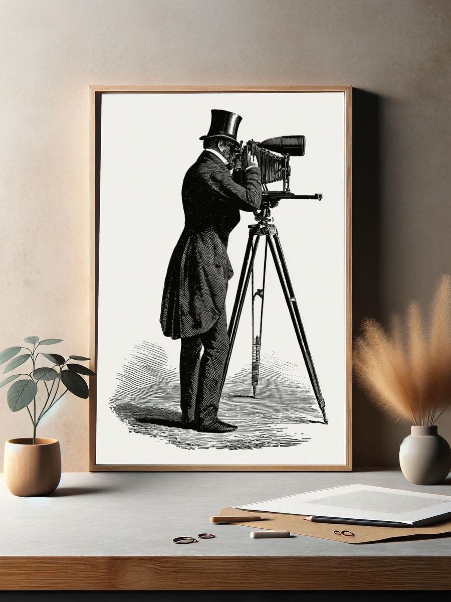 Vintage Photographer Illustration Poster. — room view 2