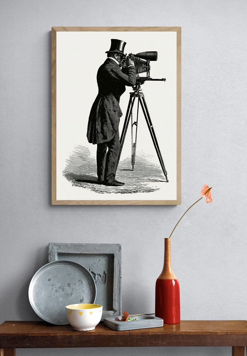 Vintage Photographer Illustration Poster. — room view 3