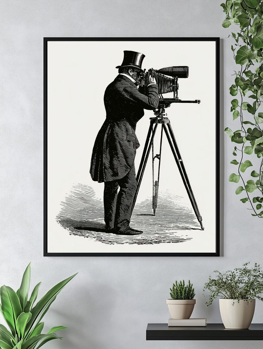 Vintage Photographer Illustration Poster. — room view 4