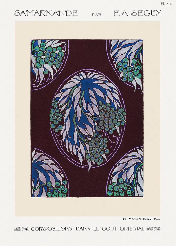 Fruit tree pattern Art Nouveau. poster — vintage art