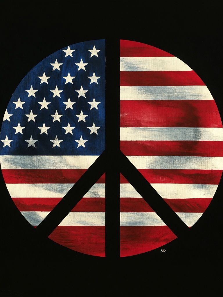 American Flag Peace Sign Poster. poster — vintage art