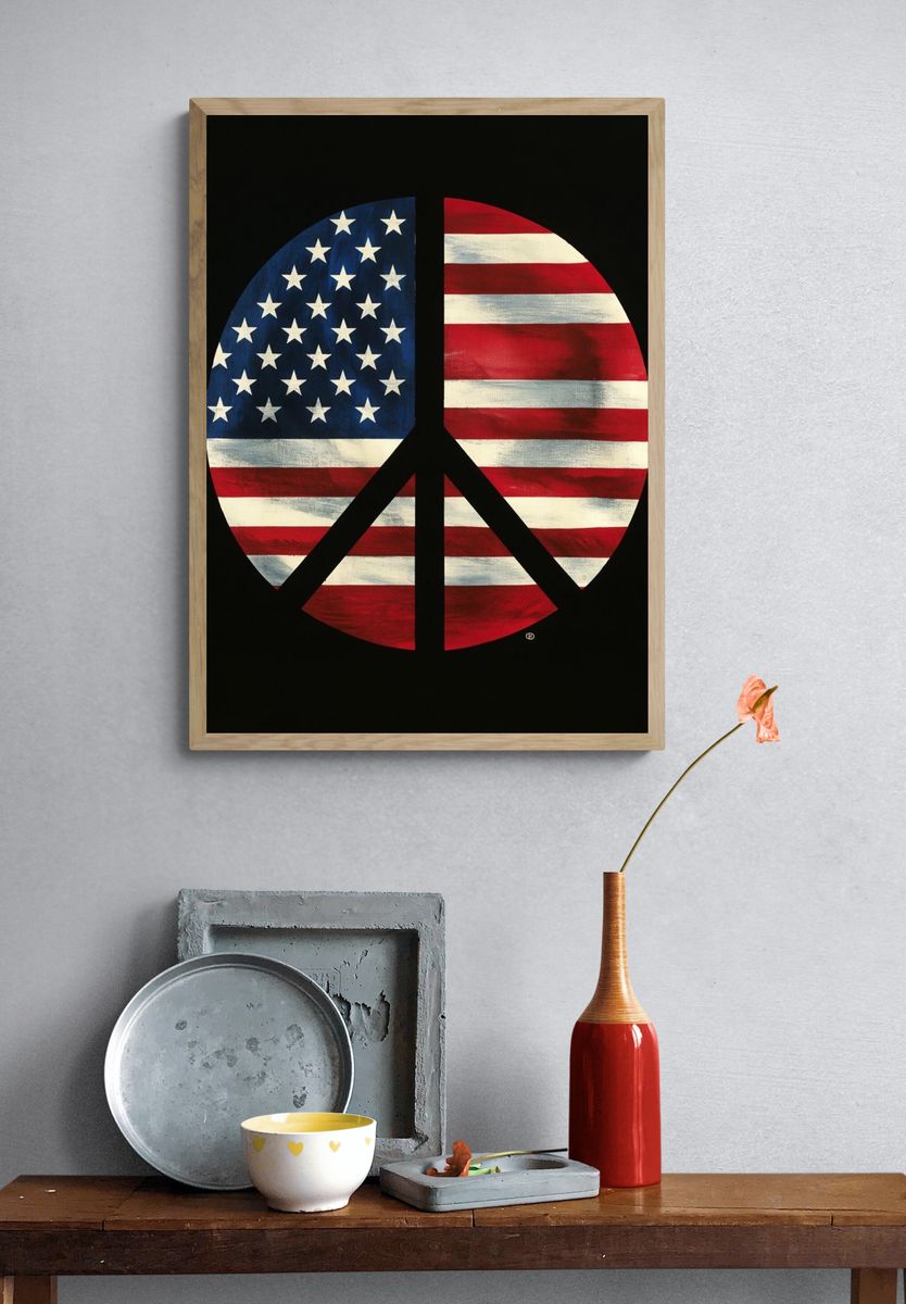 American Flag Peace Sign Poster. — room view 3