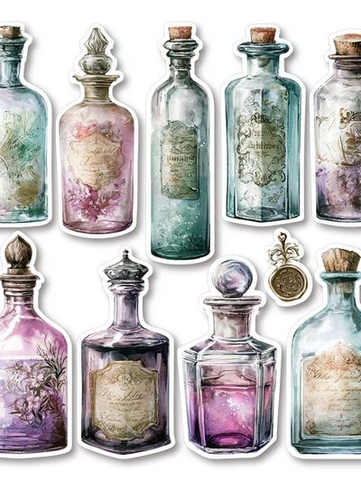 Vintage Apothecary Bottles Print.
