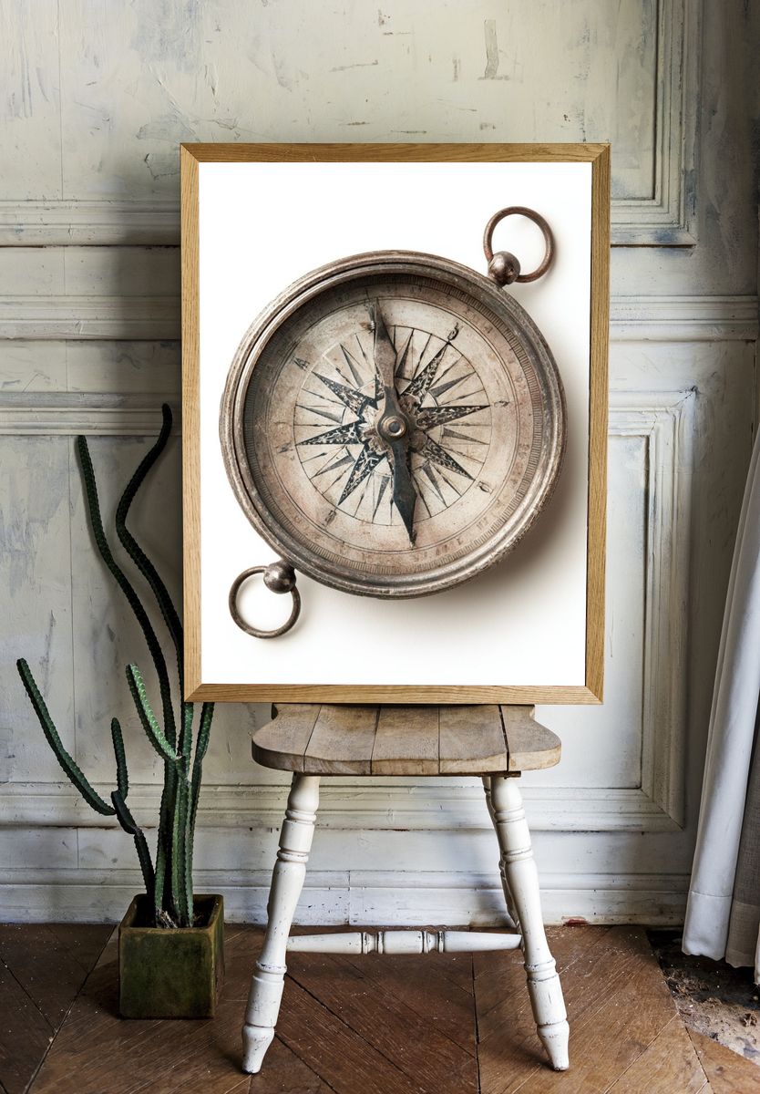 Vintage Compass Print. room preview