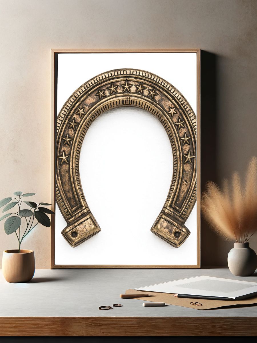 Vintage Horseshoe Wall Art Poster. — room view 2