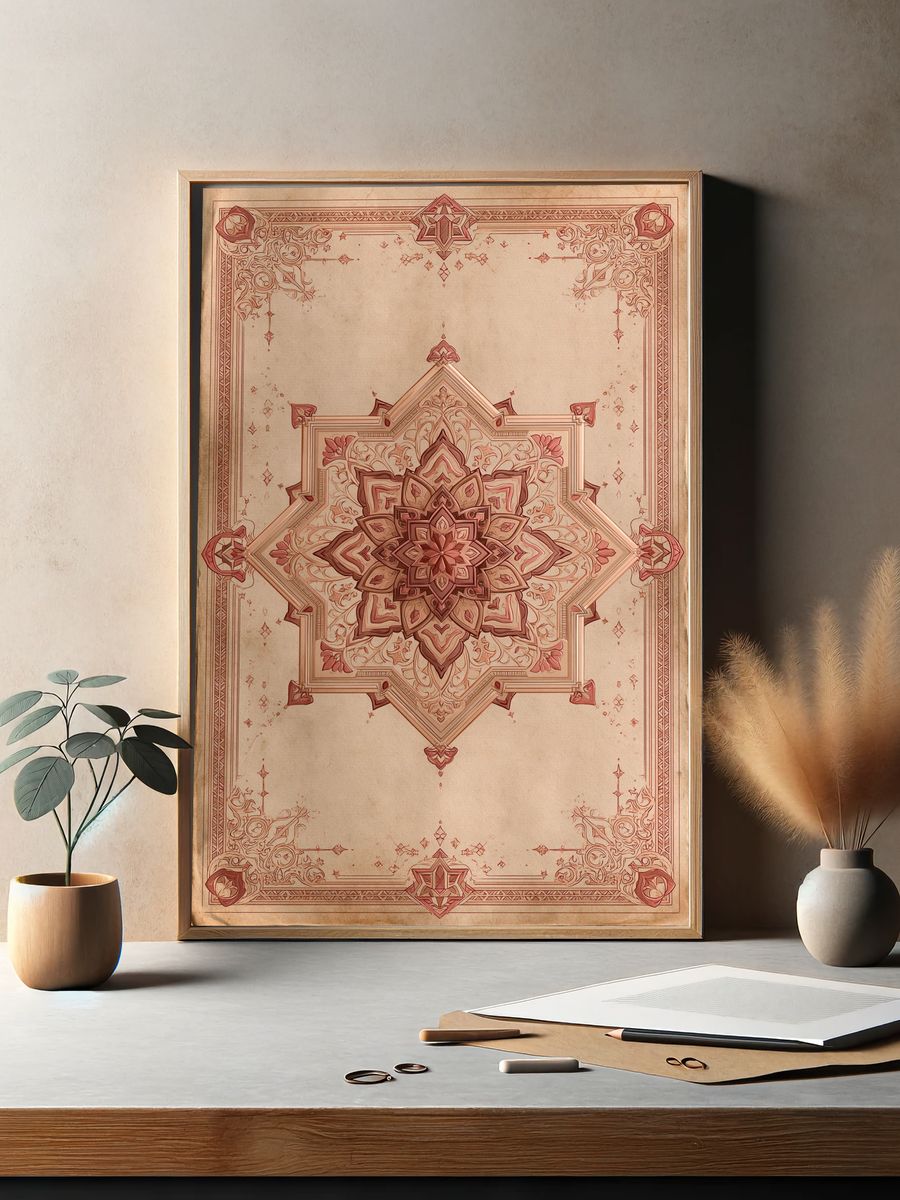 Ornate Mandala Vintage Print. — room view 2