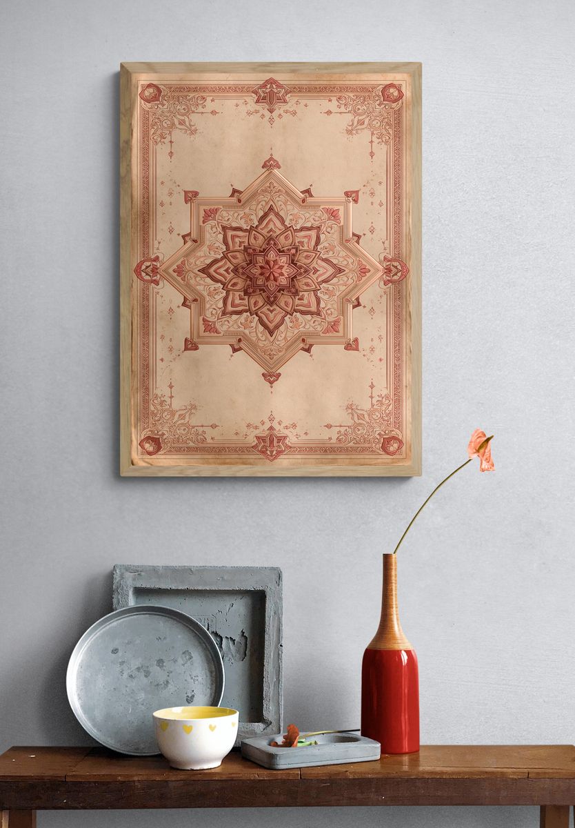 Ornate Mandala Vintage Print. — room view 3