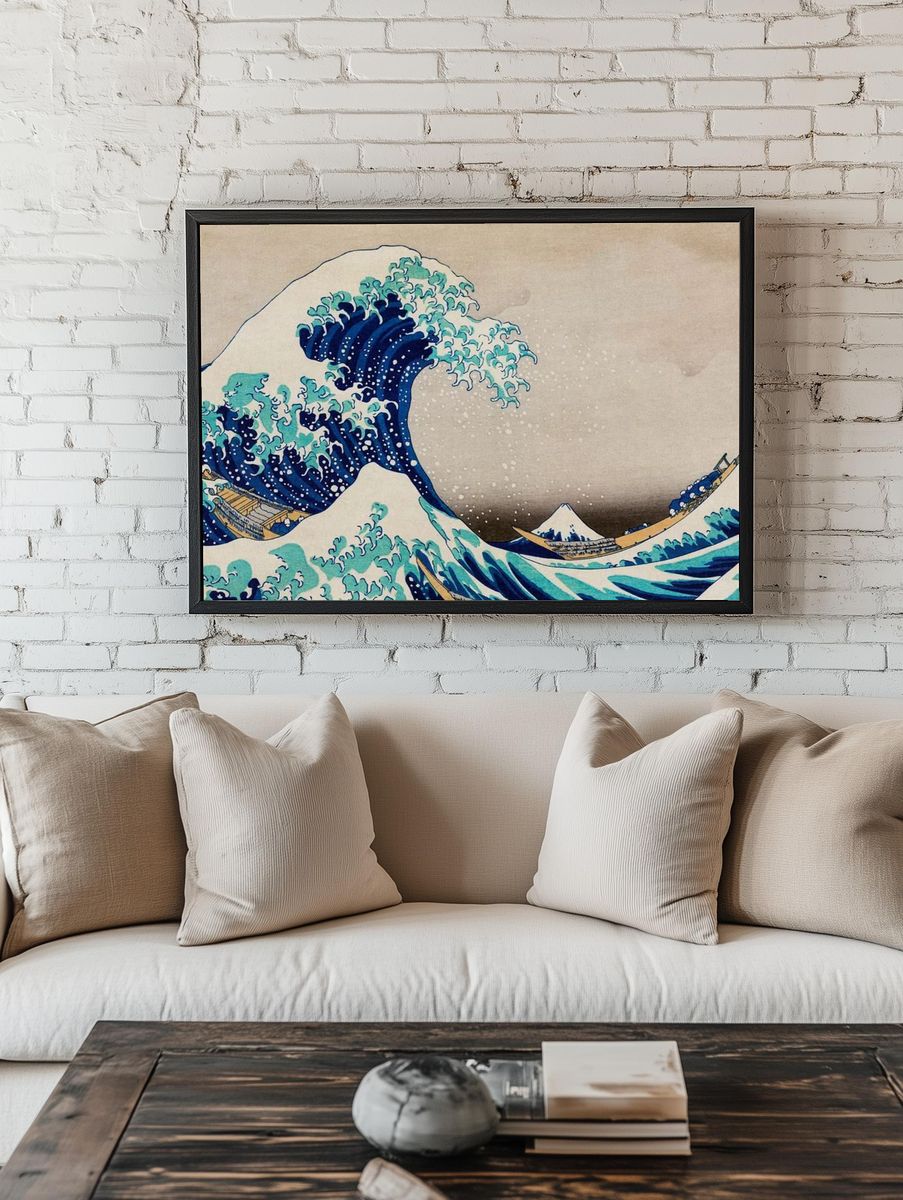 Hokusai vintage wallpaper, Japanese desktop. — room view 1