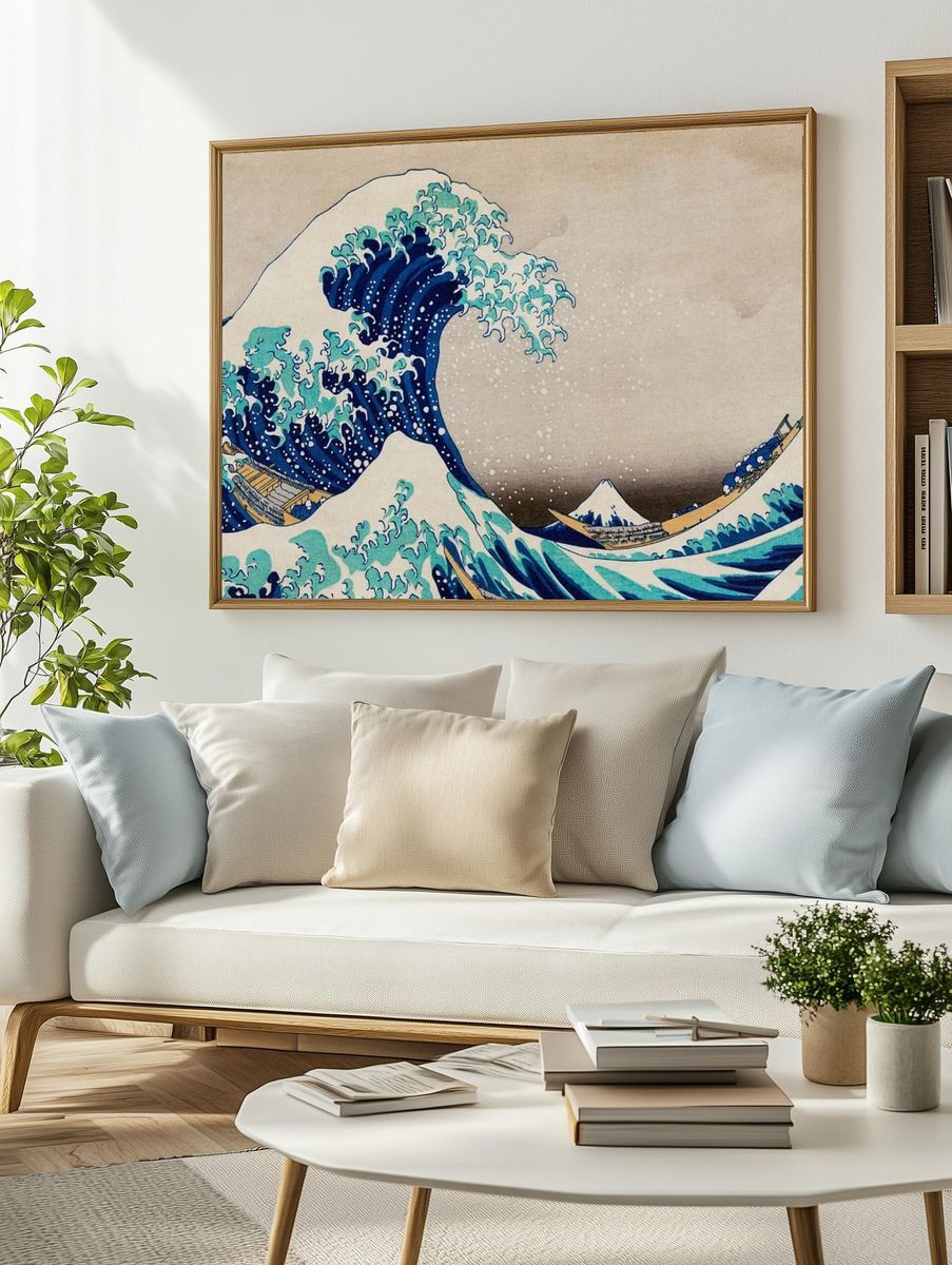 Hokusai vintage wallpaper, Japanese desktop. — room view 2