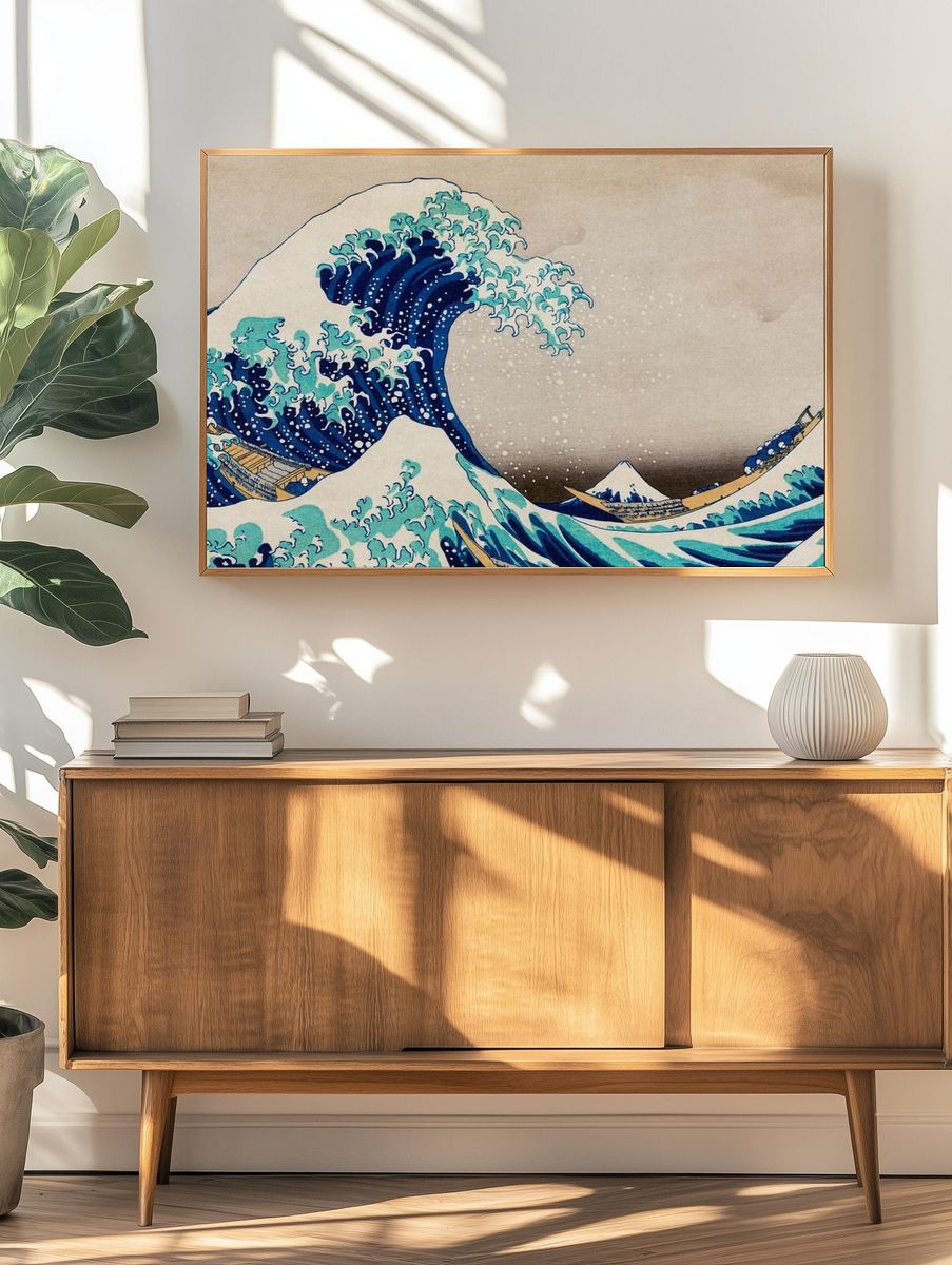 Hokusai vintage wallpaper, Japanese desktop. — room view 3