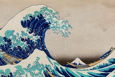 Hokusai vintage wallpaper, Japanese desktop.