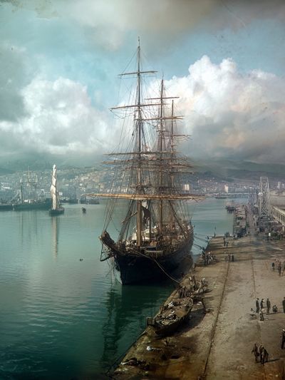 Harbor Tall Ship Vintage Print. poster